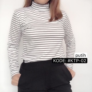 MAJOMER | #KTP-02 Baju Kaos Wanita Salur Hitam Putih Top ...