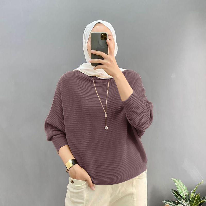 Rajut Lasparel Blouse Batwing Oversize Premium