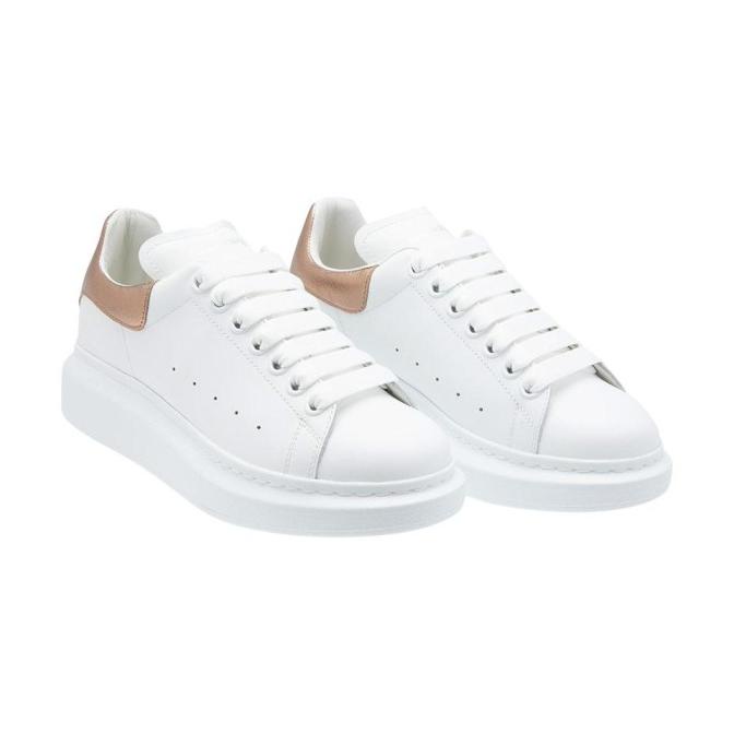 gold and white alexander mcqueen sneakers