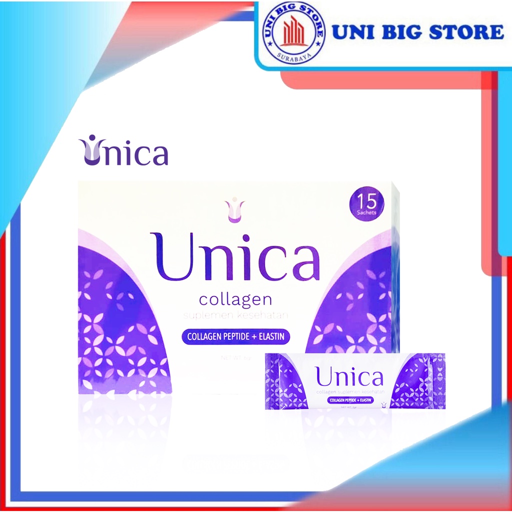 Unica Collagen Peptide + Elastin 15 Sachets Bubuk Kolagen Awet Muda