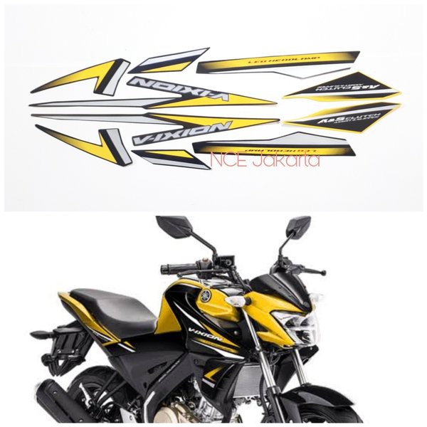 STIKER STRIPING VIXION 2018 KUNING HITAM