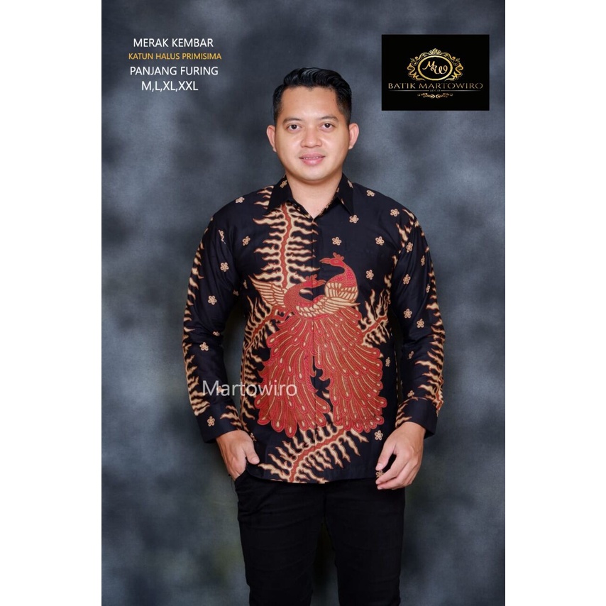 Kemeja batik pria terbaru 2022 MERAK KEMBAR MERAH / Batik lengan panjang warna hitam merah / kemeja batik premium lapis furing ready M-XXL / kemeja batik cowok terbaru / Baju batik lengan panjang terlaris