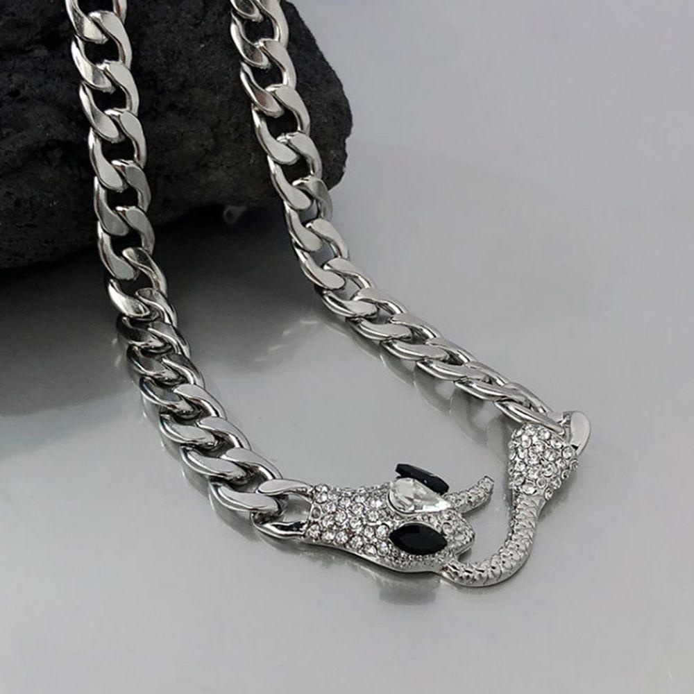 Agustina Wanita Kalung Fashion Desain Pria Keren Berlian Imitasi Gaya Jalanan Berbentuk Ular Gaya Korea Perhiasan