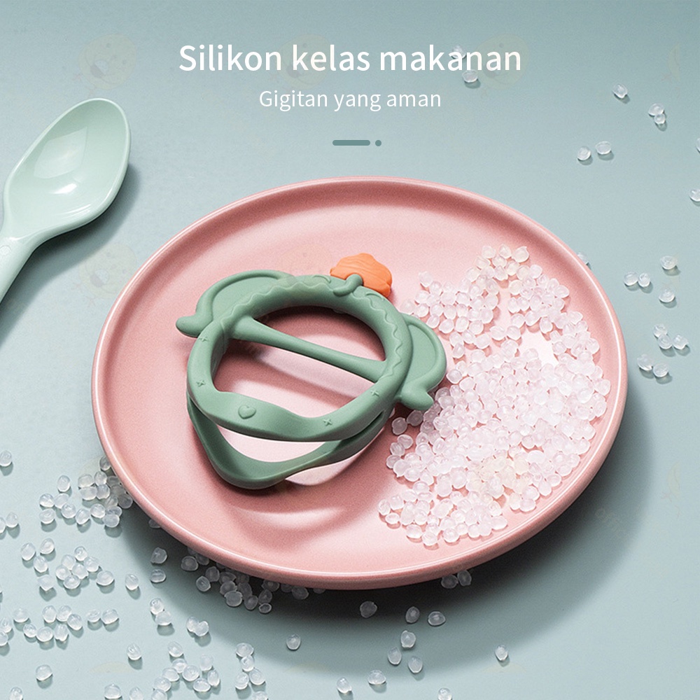 Mainan teether gelang bayi silikon lembut gigitan bayi dengan kotak BPA FREE