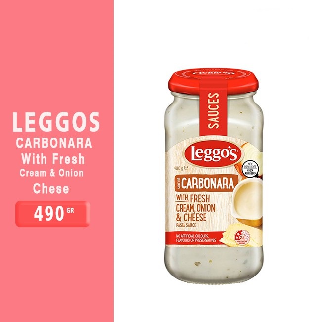 PASTA SAUCE CARBONARA CREAM, ONION &amp; CHEESE LEGGOS 490GR