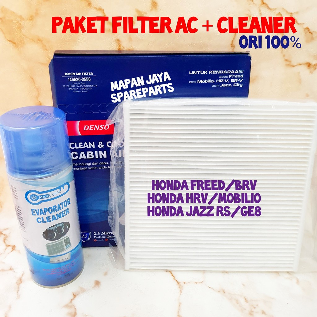 PAKET CLEANER &amp; FILTER AC - JAZZ RS GK5 / BRIO / MOBILIO / HRV / FREED (DENSO)