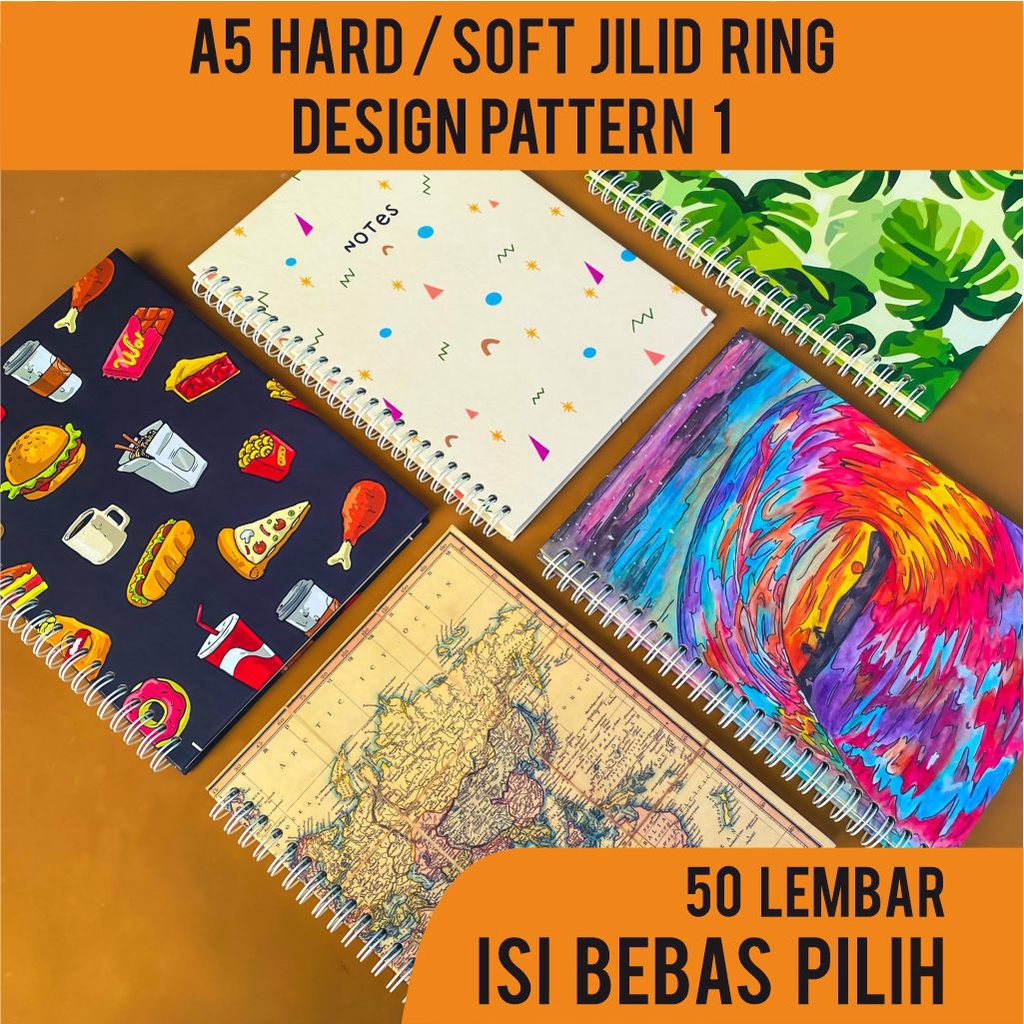 

Notes Jilid Ring Spiral Isi Bebas Pilih A5 50 Lembar Hardcover Softcover | Buku Jurnal Agenda Desain Pattern