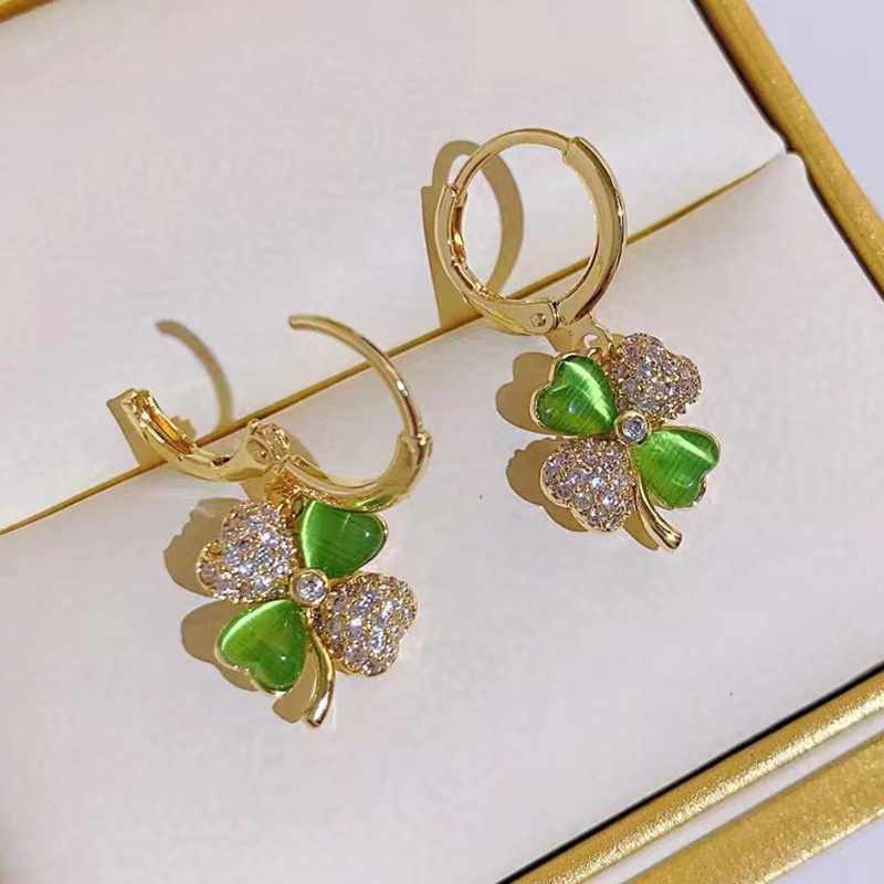 Anting Desain Bunga Clover Lucky 2022 Hias Mutiara Gaya Korea Untuk Wanita