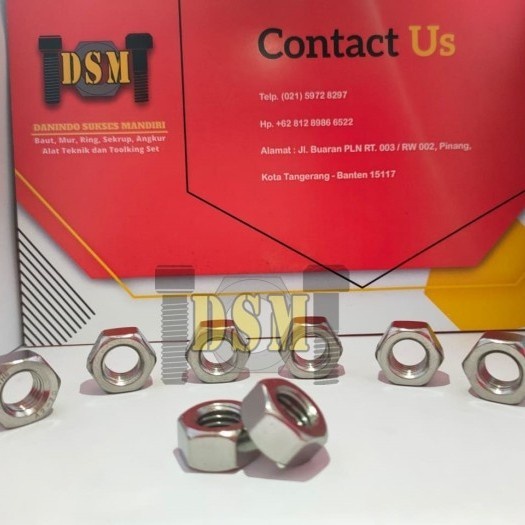 SS 304 / Mur / Hex Nut M22 Stainless Pitch 2,5 Kunci 32