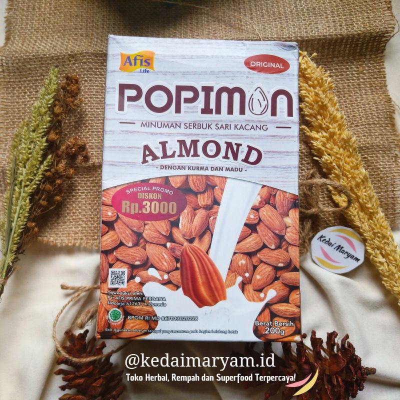 

Susu Almond Alamon Popimon Bubuk Tanpa Gula Asli Original 200 Gram