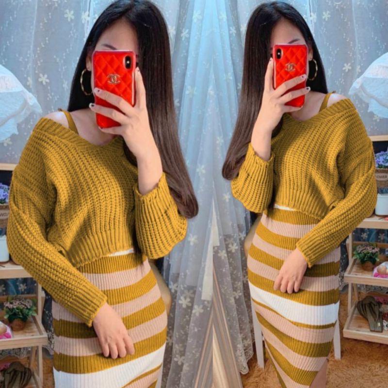 DRESS YUPI SALUR RAJUT / DRESS FASHION / DRESS RAJUT / dress bodycon / Dress Slim Polos Korean