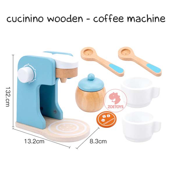 Zoetoys Cucinino Wooden | Bread Toaster Blender Microwave Coffee Machine |  Masak masakan Little Bakery Kitchen Set Pretend Play | Mainan Edukasi Anak Cari Kado Natal
