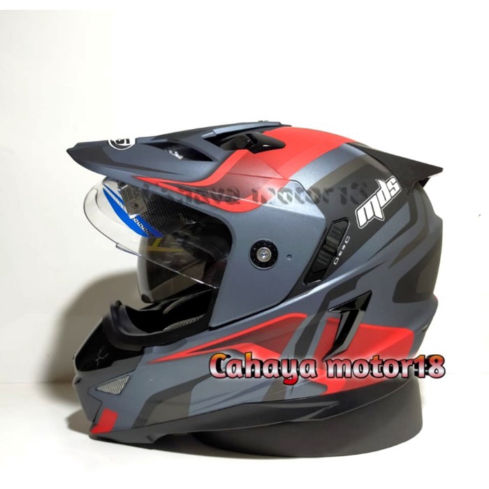 Helm full face Mds super moto superpro 2 kaca motif
