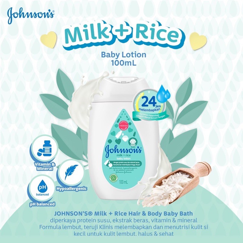 Johnson’s ® jonson Milk+Rice Lotion 100 &amp; 200ml / Handbody Lotion bayi dan anak