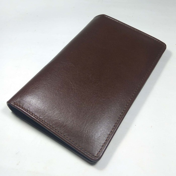 dompet medium unisex kulit asli warna coklat medium wallet 3/4