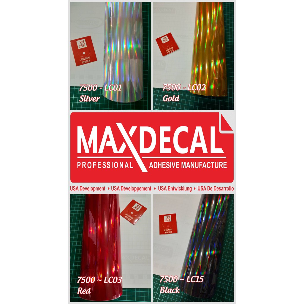 Stiker Max Decal Hologram - Sticker Vinyl Maxdecal Laser Chrome 7500 Series - 1 Roll