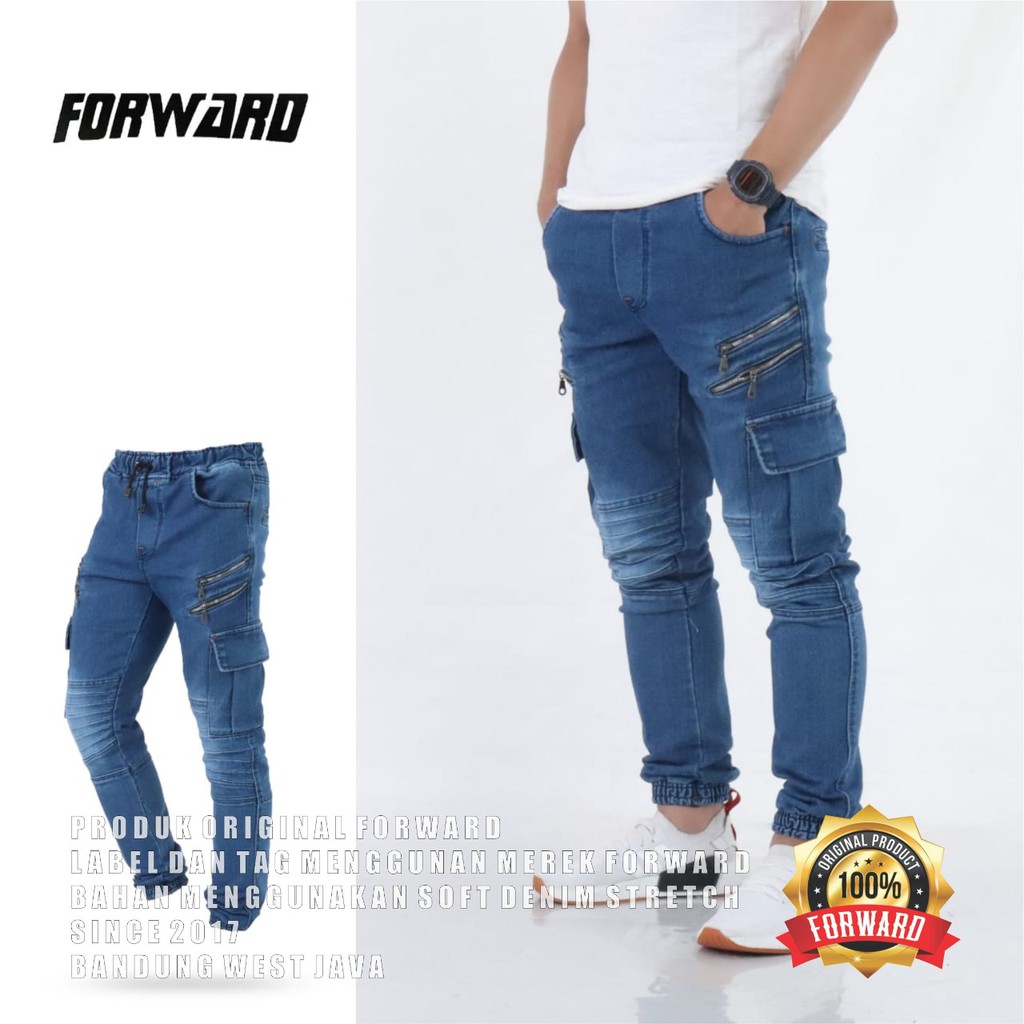 Celana joger jogger pria Celana jeans jogger denim soft jeans bikers casual hiking fourlayers