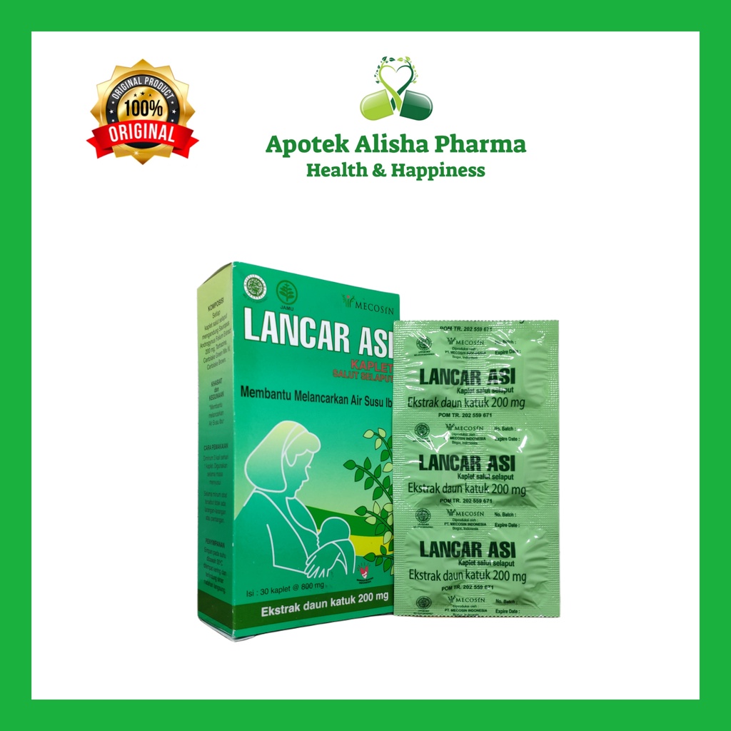 LANCAR ASI Strip isi 6kaplet-Lancar Asi Tablet Ekstrak Daun Katuk Melancarkan/Memperbanyak ASI Booster