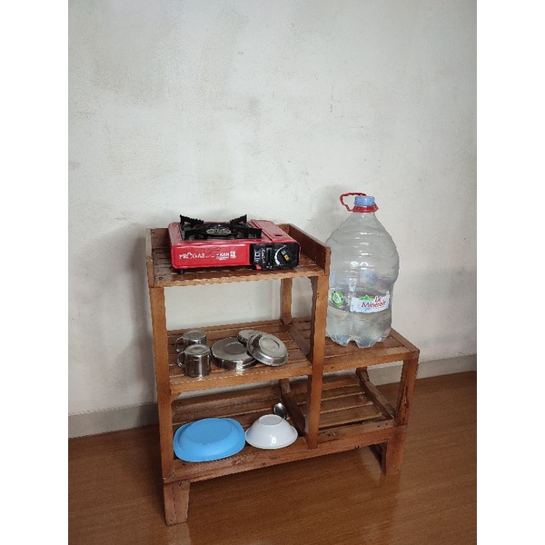 MEJA KOMPOR KAYU JATI LANDA/meja kompor/meja kayu/rak dispenser l