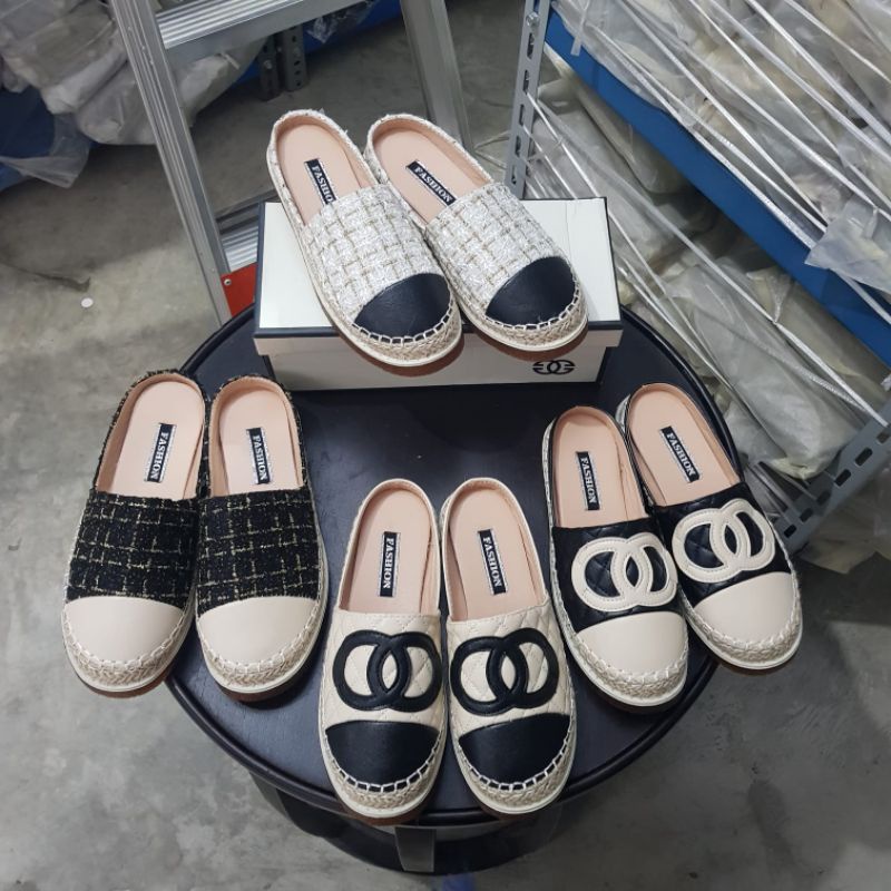 [COD] 10555 Sandal Import Wanita Espadrilles Slip On Mules