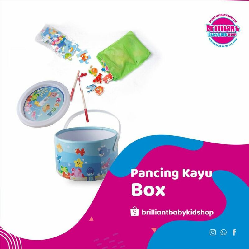 Mainan Edukatif Anak Pancing Kayu Box Bulat