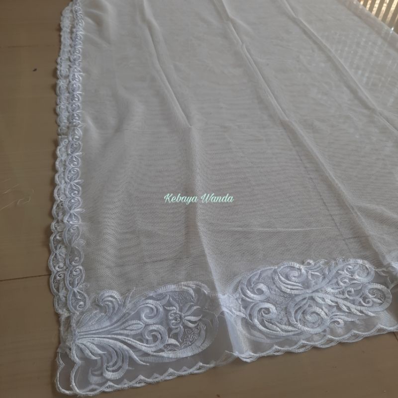 Ready Selendang Akad Nikah / Veil Pengantin Bordir / Kerudung Akad / Selendang Slayer / Wedding Veil