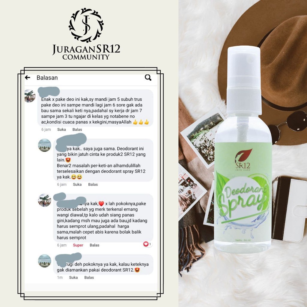 Deodorant Spray SR12 Untuk Bau Badan Anak Remaja Wanita Ibu Hamil Pria Memutihkan Ketiak Hitam Keringat Berlebih Basah Tawas BPOM Ori Herbal