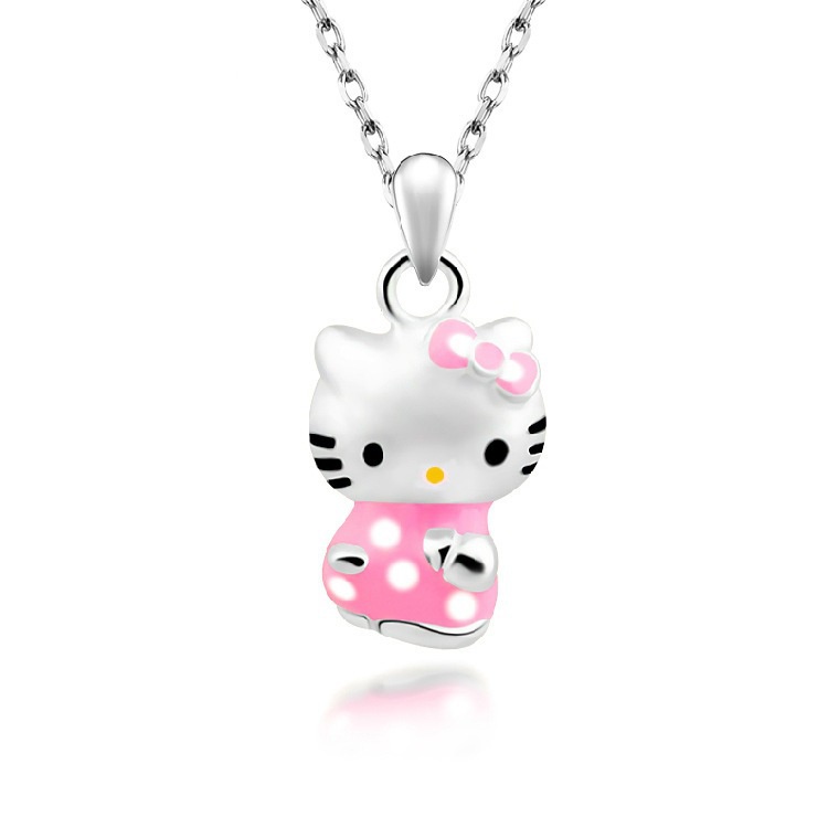 Kalung Liontin Kucing Kecil Bahan Stainless Steel Warna Silver