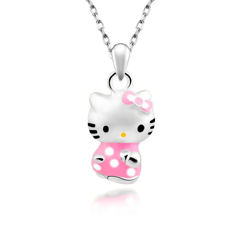 Kalung Liontin Kucing Kecil Bahan Stainless Steel Warna Silver