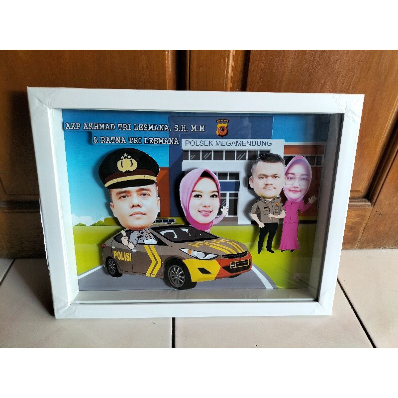 karikatur farewell 4 kepala free box pengaman#kado tema polisi #tema bisa request