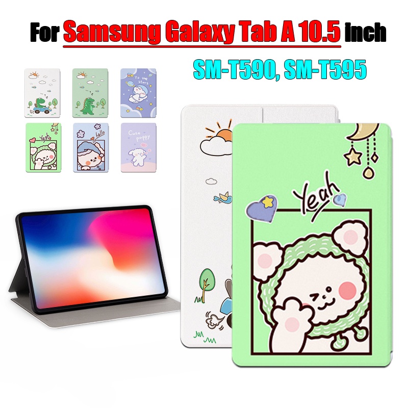 [Ready Stock] Untuk Samsung Galaxy Tab A 10.5 (2018) SM-T590 SM-T595 10.5-inci Tablet Pelindung Case Fashion Pola Kartun Anime Stand Flip Cover