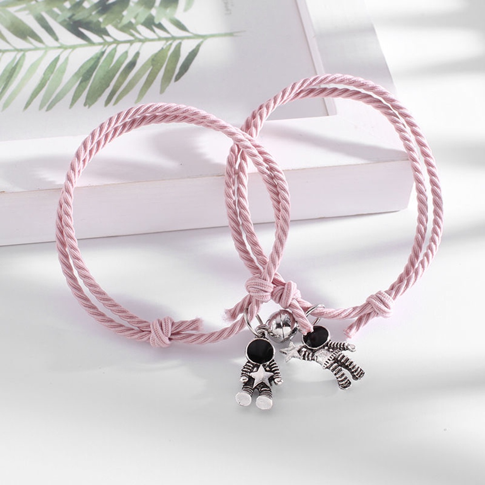[Harga terendah] 2Pcs Set Gelang Tali Magnet Pria Wanita Teman Pasangan Gadis Hitam | Gaya Tai Chi Astronot Black Couple Bracelet