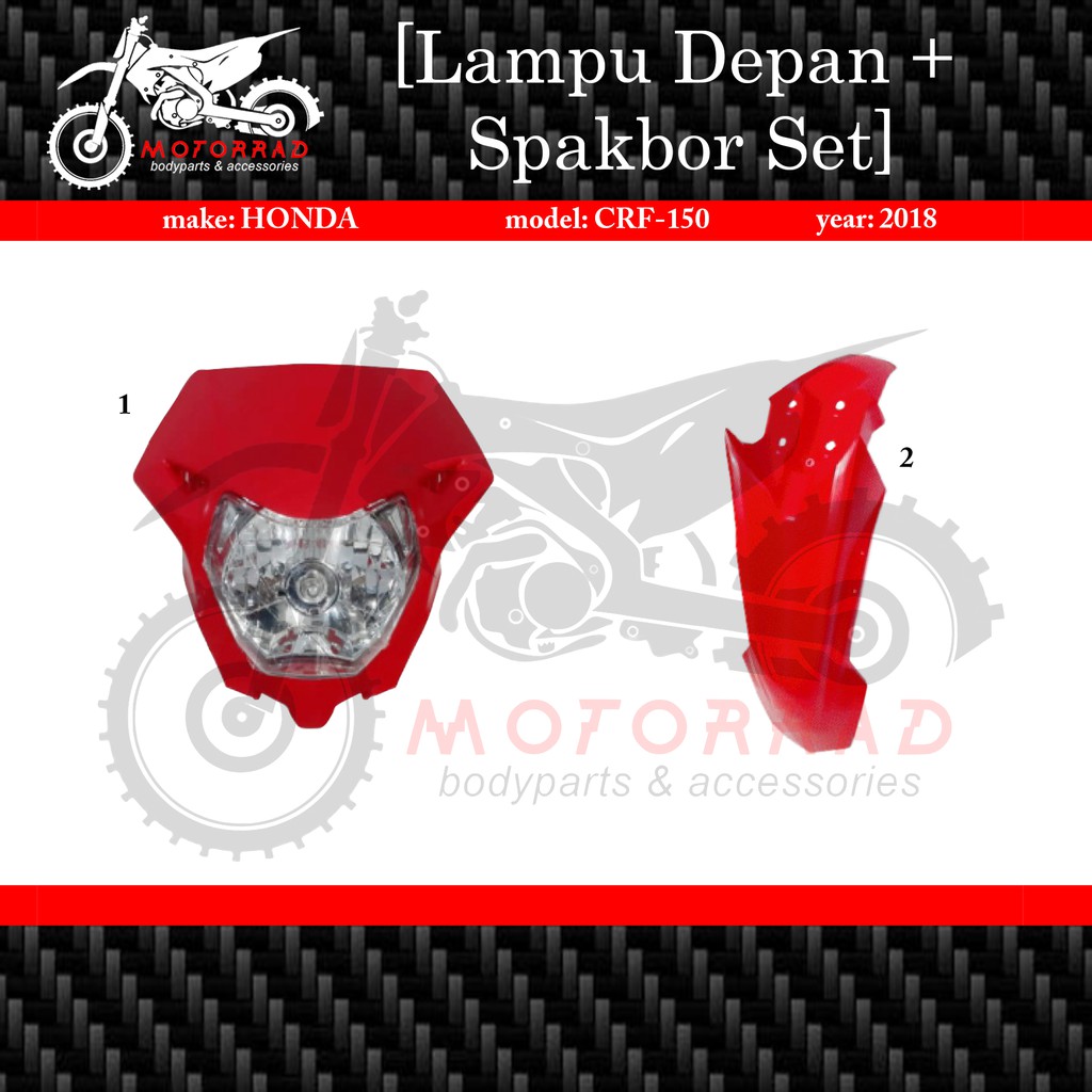 SET LAMPU DEPAN DAN SPAKBOR DEPAN HONDA CRF 150 2018