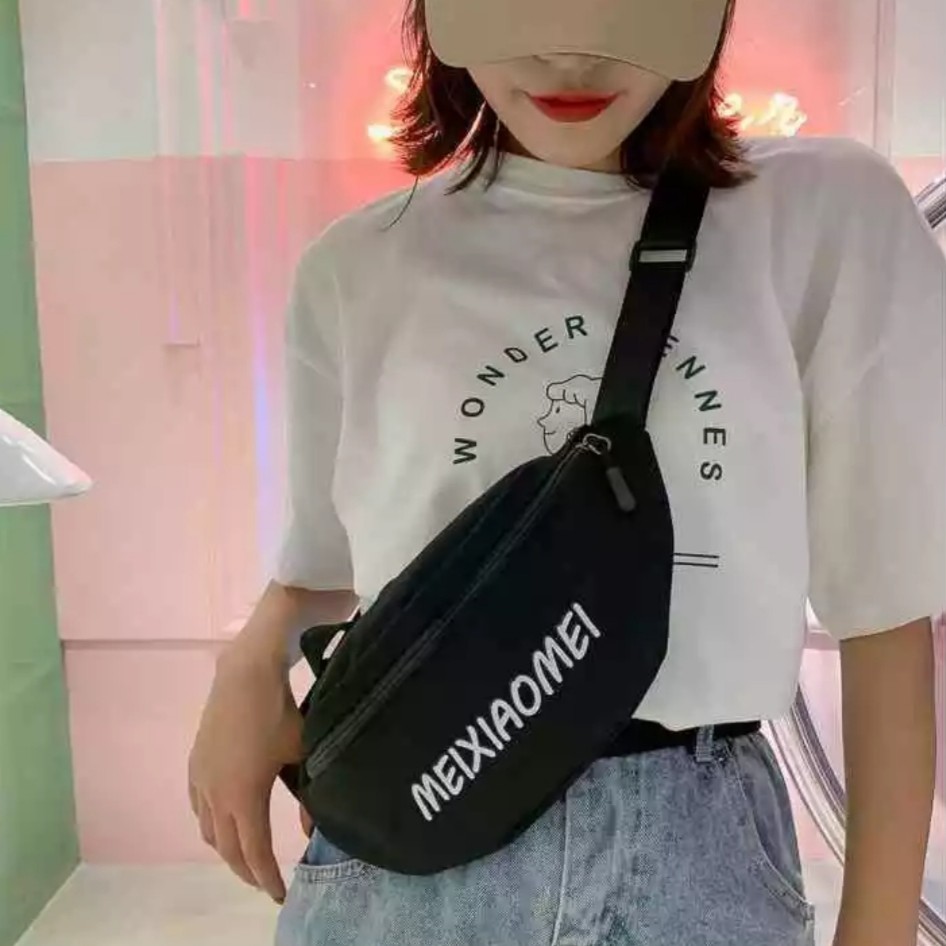 Should Bag - Tas Pinggang Waistbag Wanita &amp; Pria Fashion Meixiomei Korean Style Tas Carakter Tulisan