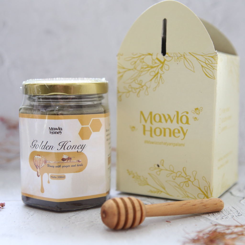 Mawla Honey - Golden honey &amp; Pure Honey + Bee pollen &amp; propolis 200ML
