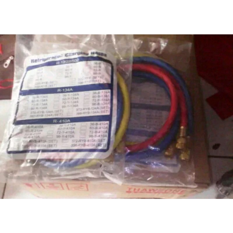1 SET SELANG ANALIZER  R 22 R134a  150 cm / 1.5 meter - SELANG MANIFOLD 1.5 METER