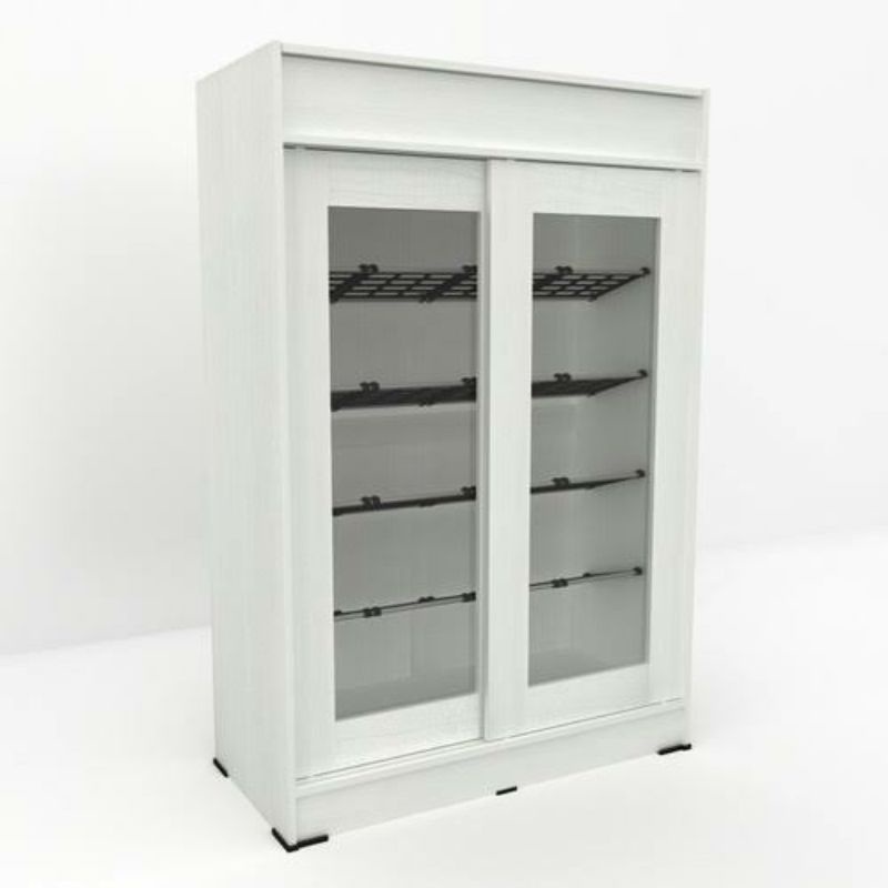 Lemari Rak Sepatu Pintu Kaca Geser Sliding Putih