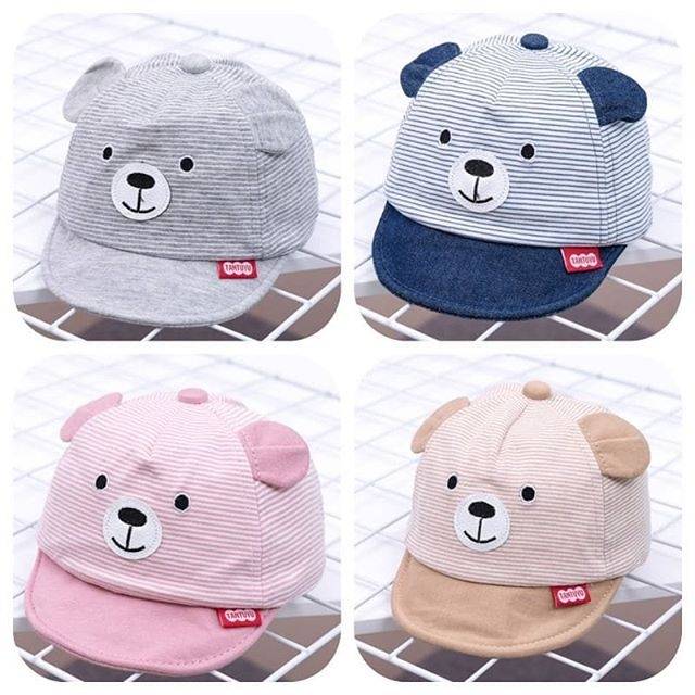 Topi Bayi Lucu Laki Perempuan Cowok Cewek Beruang - Bear Stripes Cap