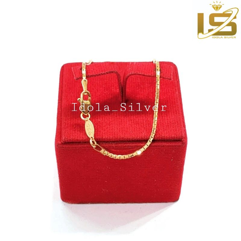 KALUNG PERAK ASLI PRIA WANITA SILVER 925 LAPIS EMAS MODEL ITALI SANTA 45Cm - PERHIASAN PERAK