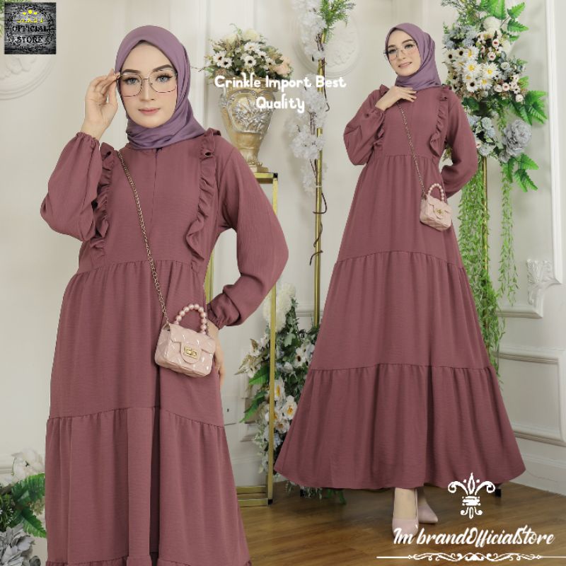 Gamis Crinkle Airflow Import Premium Gamis Crinkle Polos Terbaru Gamis Bahan Crinkle Variasi Rempel 