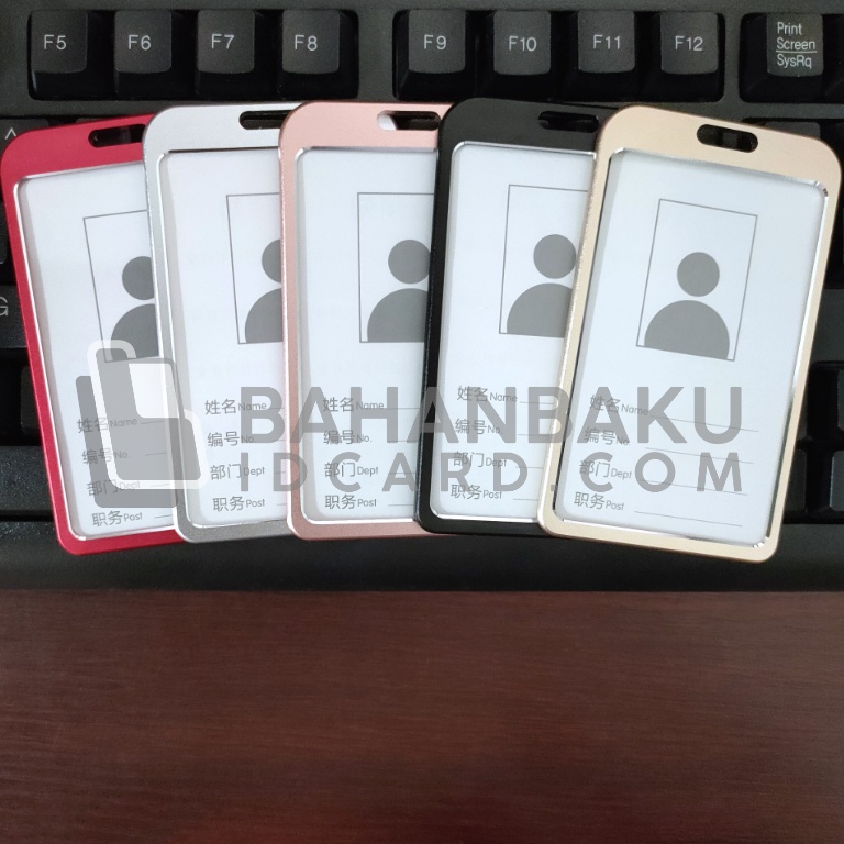 card holder bahan alumunium bermutu tempat id card metal kartu pegawai