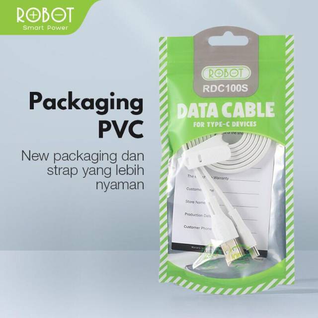 ROBOT RDC100S RDM100S RDL100S 2.4A Type-C Quick Charging 100cm Data Cable White