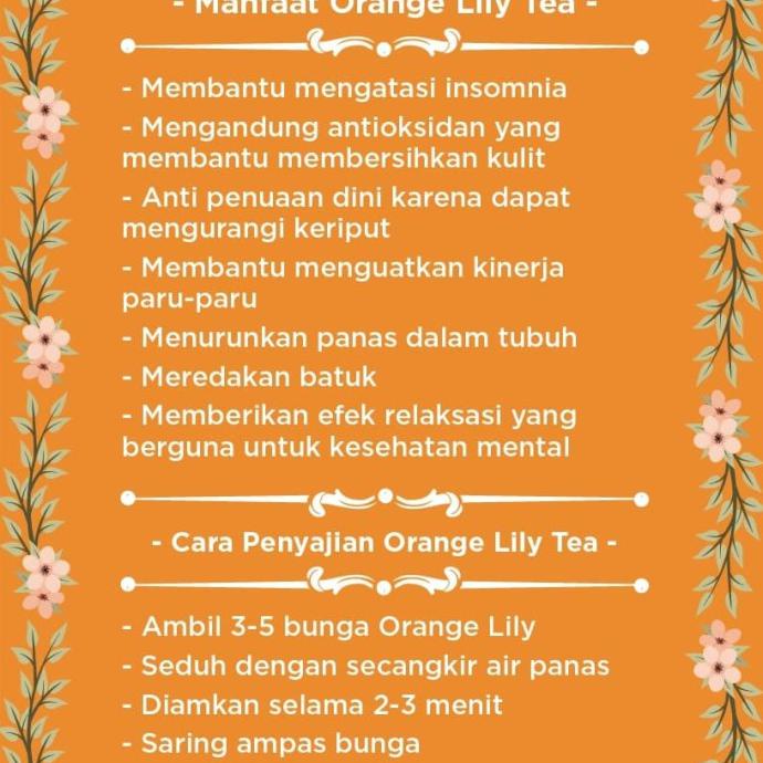 

[[BISA COD]] Orange Lily Tea sachet 250gr TERUJI Kode 361