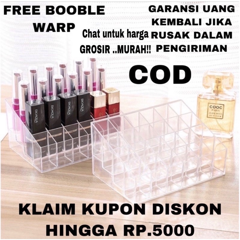 kotak tempat lipstik acrylic lipstick storange 24 slot kotak lipstik tempat lipstik parfum