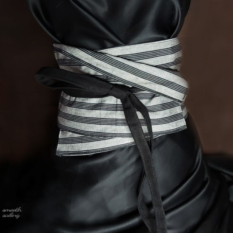 Obi Belt Tenun Lurik Gray Black