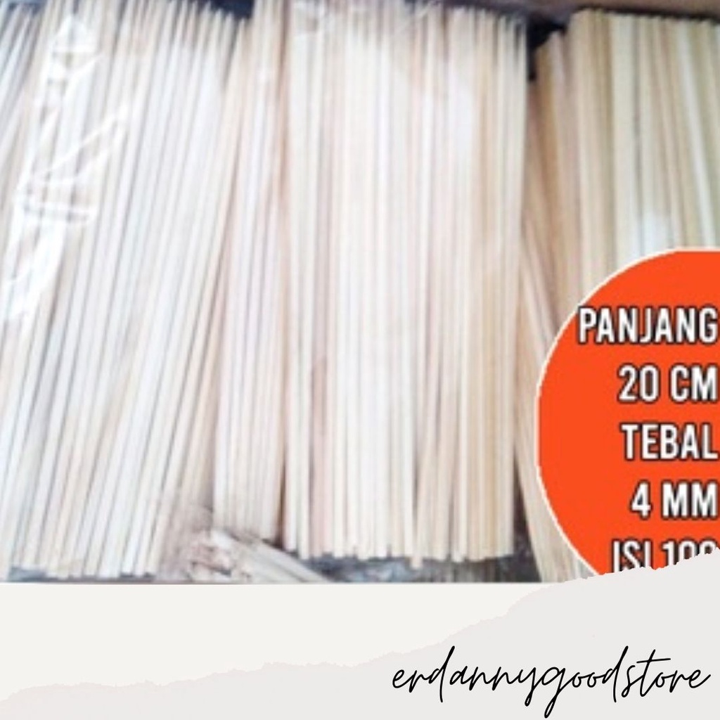 ✅PROMO OPENING ⚡erdannygoodstore⚡ Tusuk CORNDOG isi 100 tebal 5 mm panjang 20 cm / tusuk Hottang/Sos