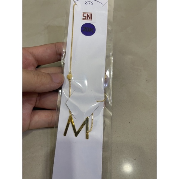 kalung inisial m model remaja kalung huruf m emas asli