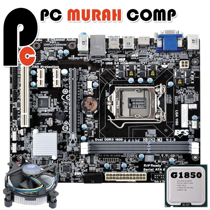 Motherboard LGA 1150 H81 dengan PROCESSOR INTEL CORE G1850