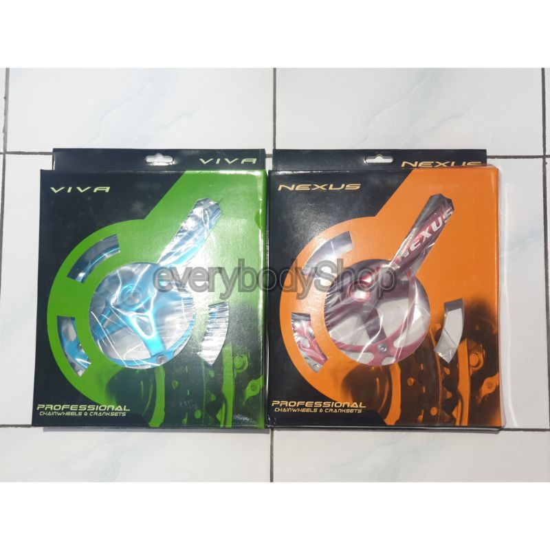 READY CRANK SEPEDA SINGLE SPEED 46T WARNA MERAH BIRU NEXUS VIVA