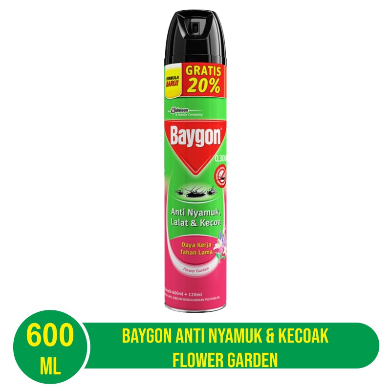 Baygon Aerosol Anti Nyamuk &amp; Kecoak Flower Garden 200ml / 450ml / 600ml